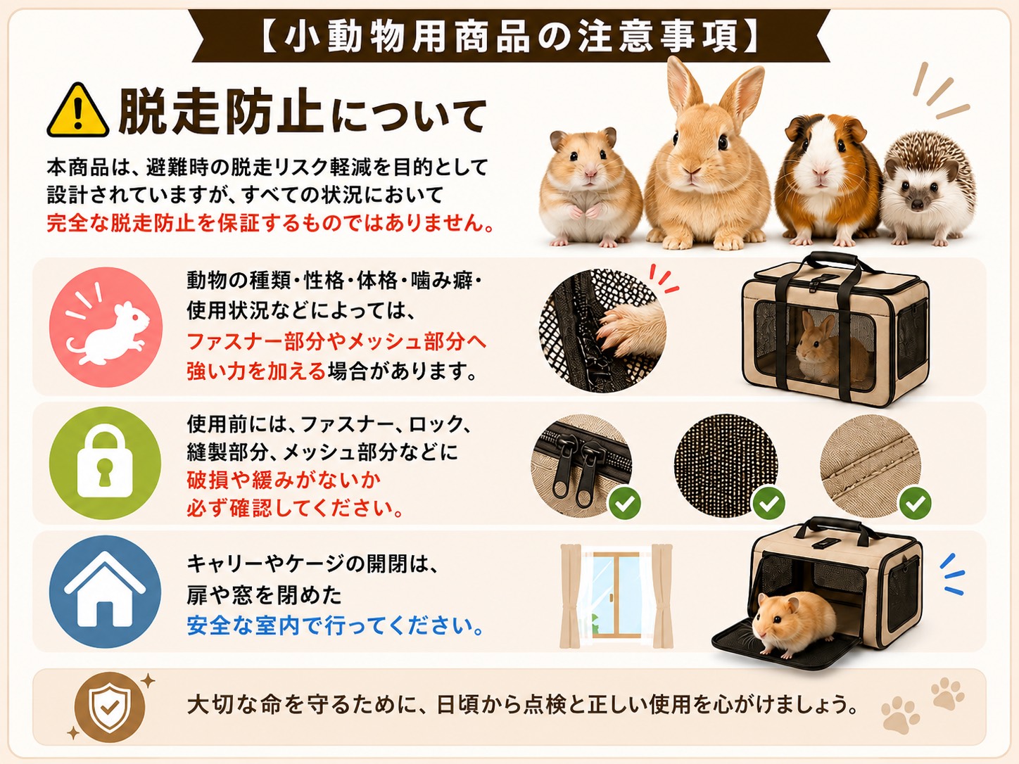 脱走防止についての注意事項